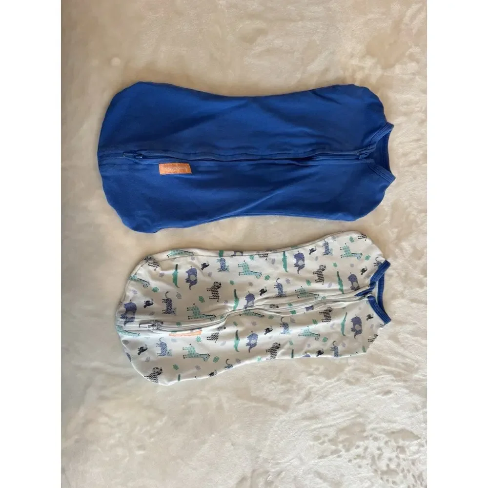 SwaddleMe NB Swaddle Blue & Animal Print Unisex Size newborn
